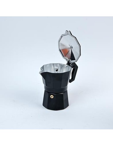 Cafetera tradicional italiana de aluminio apta para inducción color negro  Black Moments Taurus